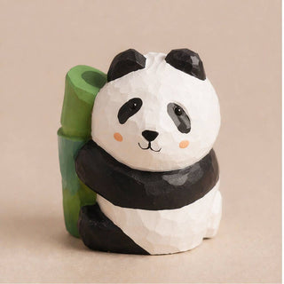 Hand-Carved Basswood Panda Figurine