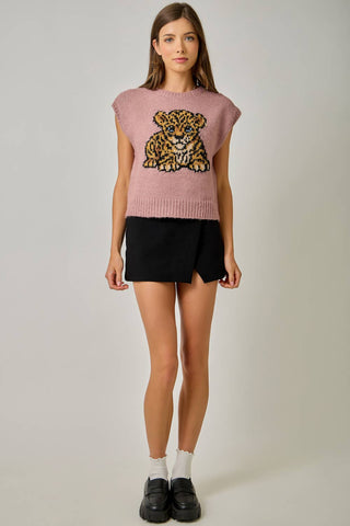 Cocoa Cub Leopard Mohair Vest