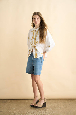 The Valentina Embroidered Blouse — White