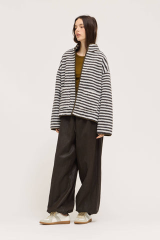 Cocoa Stripe Fleece Jacket