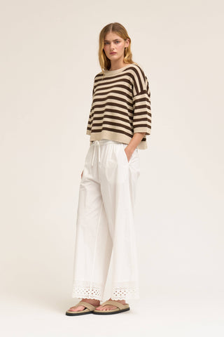 The Drop Shoulder Striped Knit Top