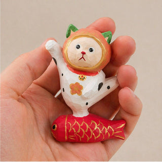 Cat Standing on Fish Carved Figurine