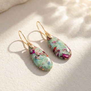 Rosy Reef Jasper Teardrop Earrings