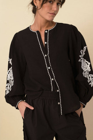 Leonor Embroidered Linen Blouse