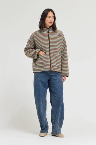 Cocoa Stripe Fleece Jacket