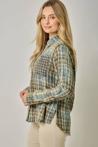 Hearthstone Washed Plaid Fringe Shirt