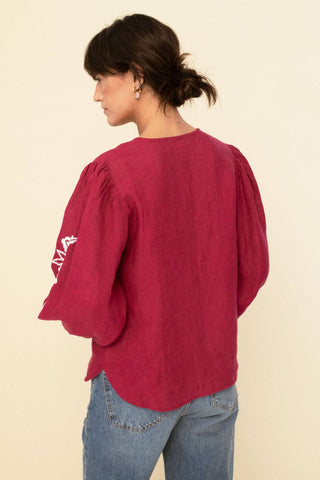 Leonor Embroidered Linen Blouse