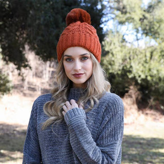 Chalet Thermal-Lined Cable Knit Pom Beanie