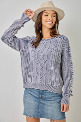 Meadowbrook Washed Cable Knit Sweater