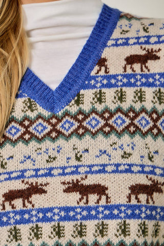 Lodge Fair Isle Moose Sweater Vest