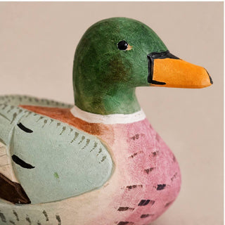 Hand-Painted Carved Basswood Duck Figurine