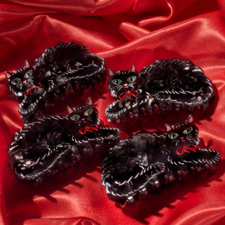 Black Kitty Acetate Claw Clip