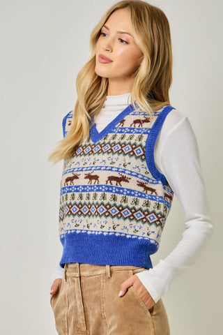 Lodge Fair Isle Moose Sweater Vest
