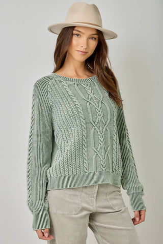 Meadowbrook Washed Cable Knit Sweater