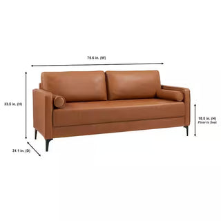 Marie Faux Leather MidCentury Mod Sofa*