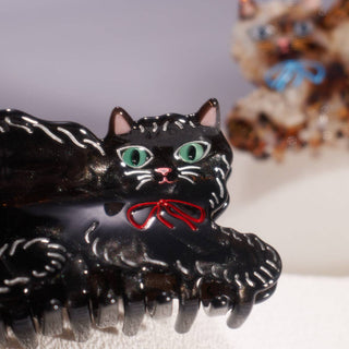Black Kitty Acetate Claw Clip