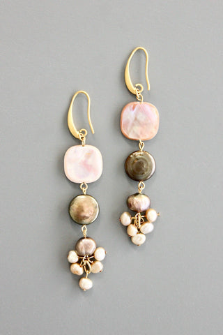Pearl Cluster Dangle Earrings