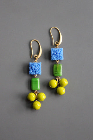Vintage Glass and Czech Glass Dangle Earrings