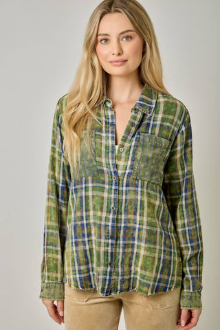 Hearthstone Washed Plaid Fringe Shirt
