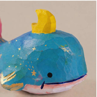 Hand-Carved Basswood Whale Figurine