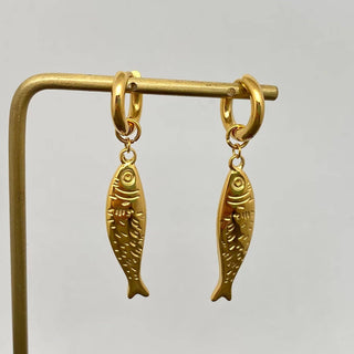Fish Charm Huggie Earrings