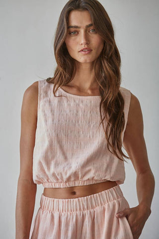 Woven Cotton Blend Sleeveless Top