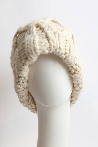 Alpine Oversized Cable Knit Pom Beanie