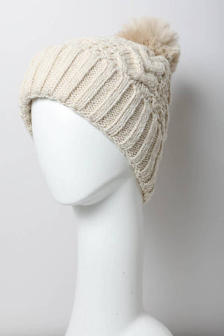 Chalet Thermal-Lined Cable Knit Pom Beanie