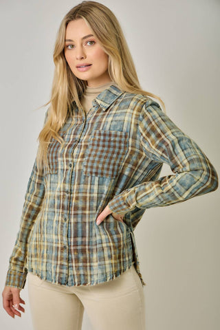 Hearthstone Washed Plaid Fringe Shirt