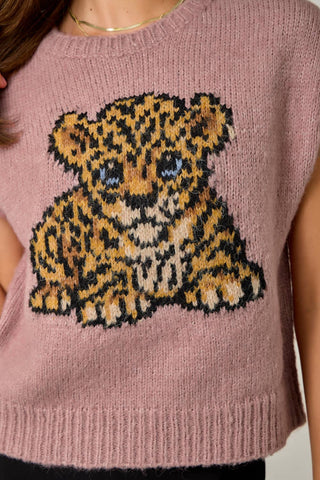 Cocoa Cub Leopard Mohair Vest