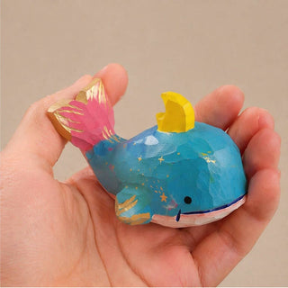 Hand-Carved Basswood Whale Figurine