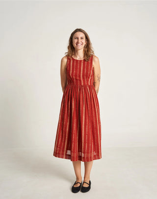 Red Blossom Midi Dress