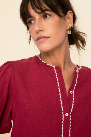 Leonor Embroidered Linen Blouse