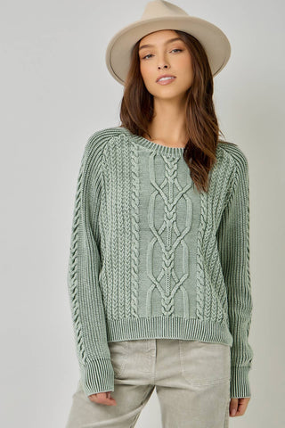 Meadowbrook Washed Cable Knit Sweater