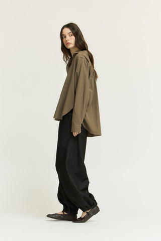 The Olive Grove Shirred Cotton Shirt
