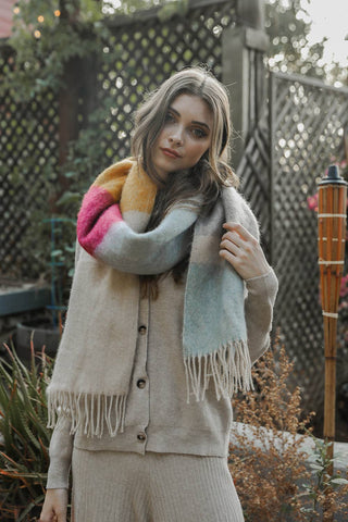 Palette Color Block Faux Mohair Scarf