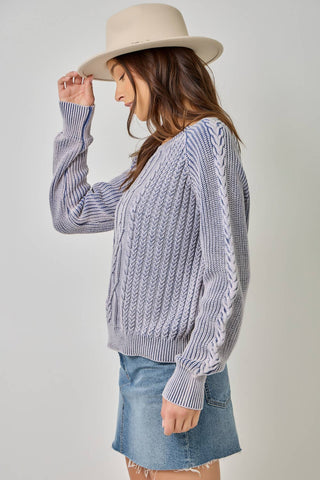 Meadowbrook Washed Cable Knit Sweater
