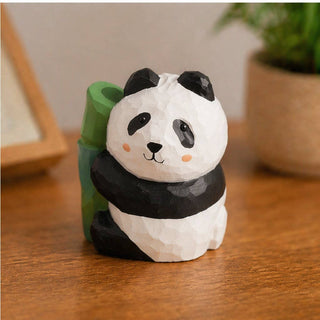 Hand-Carved Basswood Panda Figurine