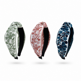 French Floral Woven Headband – Embroidered Texture