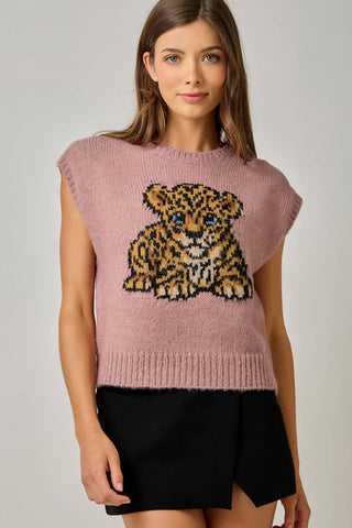 Cocoa Cub Leopard Mohair Vest