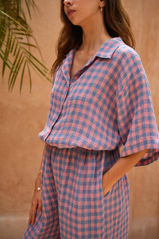 The Vanessa Linen Gingham Balloon Pants