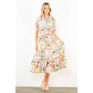 The Fruit Print Midi Dress
