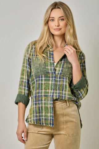 Hearthstone Washed Plaid Fringe Shirt