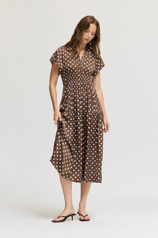 Gamble Polka Dot Satin Midi Dress