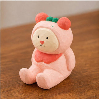Hand-Carved Wooden Bear Phone Stand
