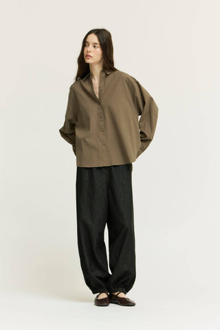 The Olive Grove Shirred Cotton Shirt