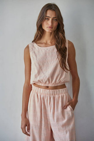Woven Cotton Blend Sleeveless Top