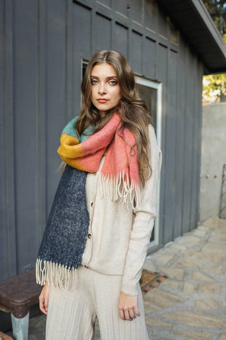 Palette Color Block Faux Mohair Scarf