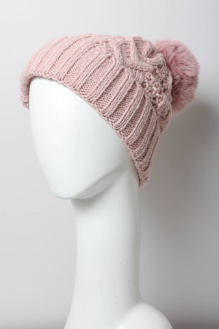Chalet Thermal-Lined Cable Knit Pom Beanie