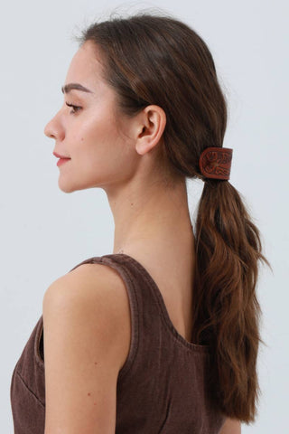 Carved Leather Hair Pin